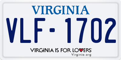 VA license plate VLF1702