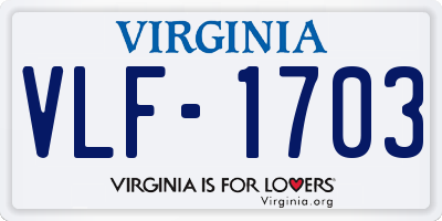 VA license plate VLF1703