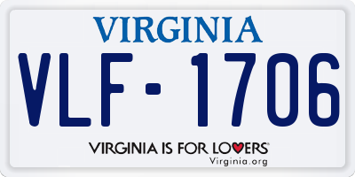 VA license plate VLF1706