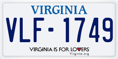 VA license plate VLF1749