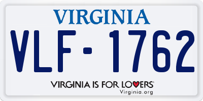 VA license plate VLF1762