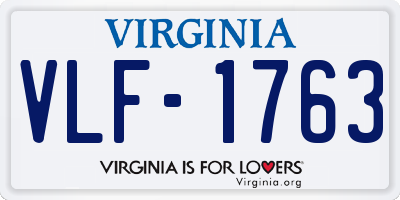 VA license plate VLF1763