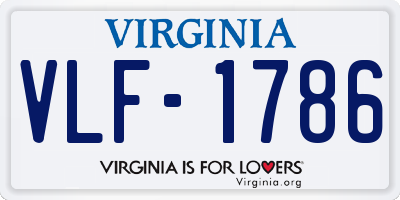 VA license plate VLF1786