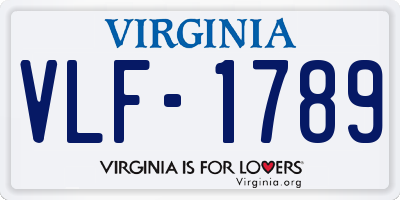 VA license plate VLF1789
