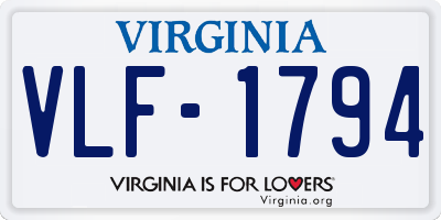 VA license plate VLF1794