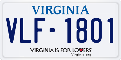 VA license plate VLF1801