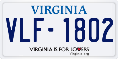 VA license plate VLF1802