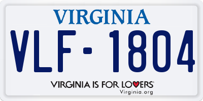 VA license plate VLF1804