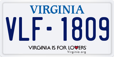 VA license plate VLF1809