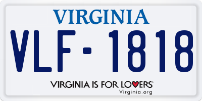 VA license plate VLF1818
