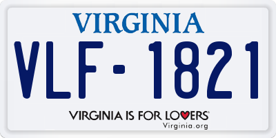 VA license plate VLF1821