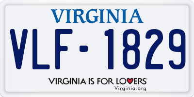 VA license plate VLF1829
