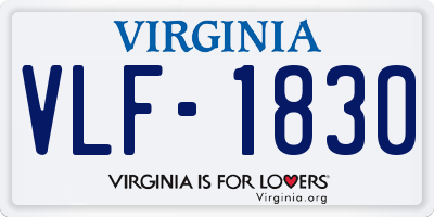 VA license plate VLF1830