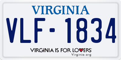 VA license plate VLF1834