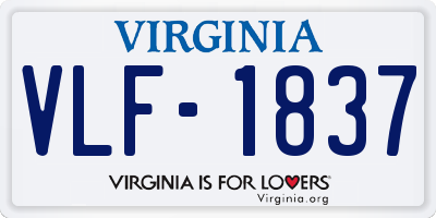 VA license plate VLF1837