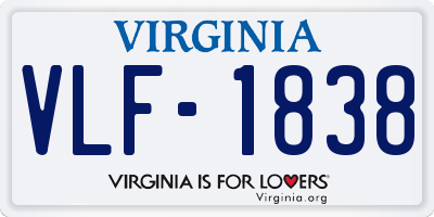 VA license plate VLF1838