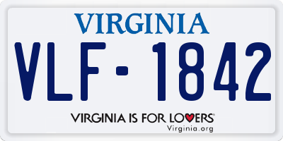 VA license plate VLF1842