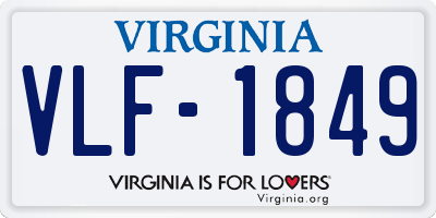VA license plate VLF1849