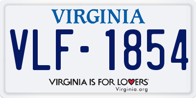 VA license plate VLF1854