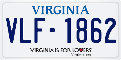 VA license plate VLF1862