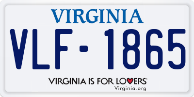 VA license plate VLF1865