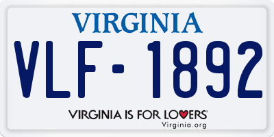 VA license plate VLF1892