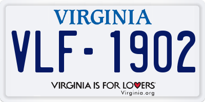 VA license plate VLF1902