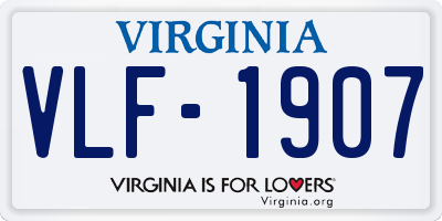VA license plate VLF1907