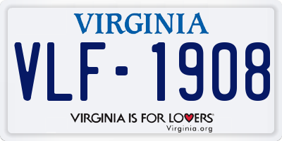 VA license plate VLF1908
