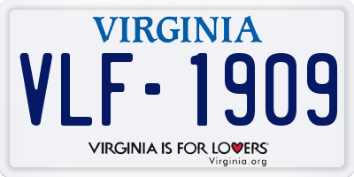 VA license plate VLF1909