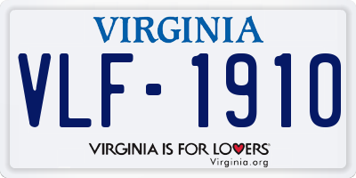 VA license plate VLF1910