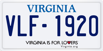VA license plate VLF1920