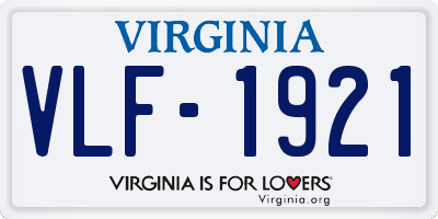 VA license plate VLF1921