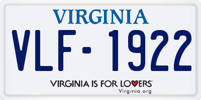 VA license plate VLF1922