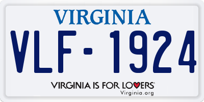 VA license plate VLF1924