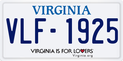 VA license plate VLF1925