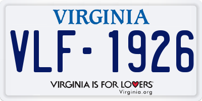 VA license plate VLF1926