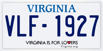 VA license plate VLF1927