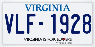 VA license plate VLF1928