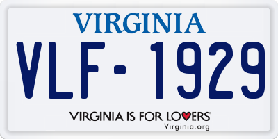 VA license plate VLF1929