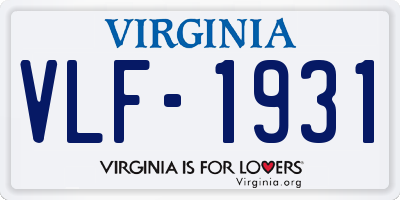 VA license plate VLF1931
