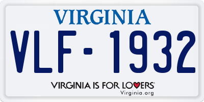 VA license plate VLF1932