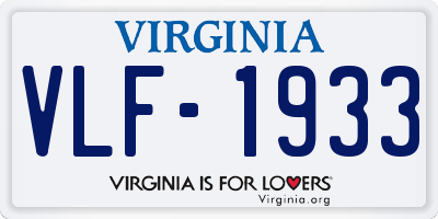 VA license plate VLF1933