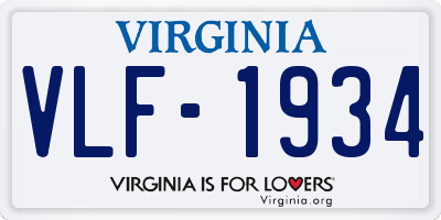 VA license plate VLF1934