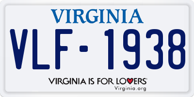 VA license plate VLF1938