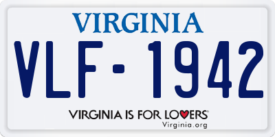 VA license plate VLF1942