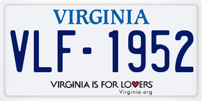 VA license plate VLF1952