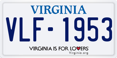 VA license plate VLF1953