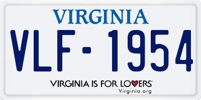 VA license plate VLF1954