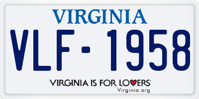 VA license plate VLF1958